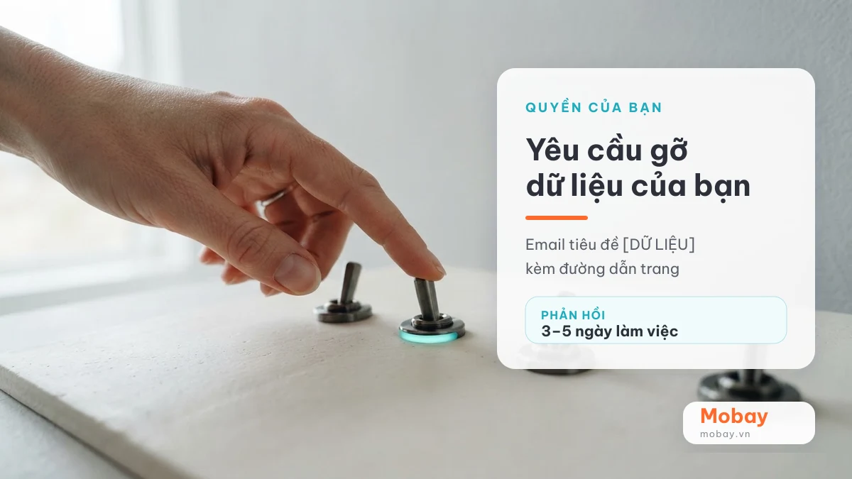 Cách gửi yêu cầu gỡ dữ liệu cá nhân tới Mobay qua email