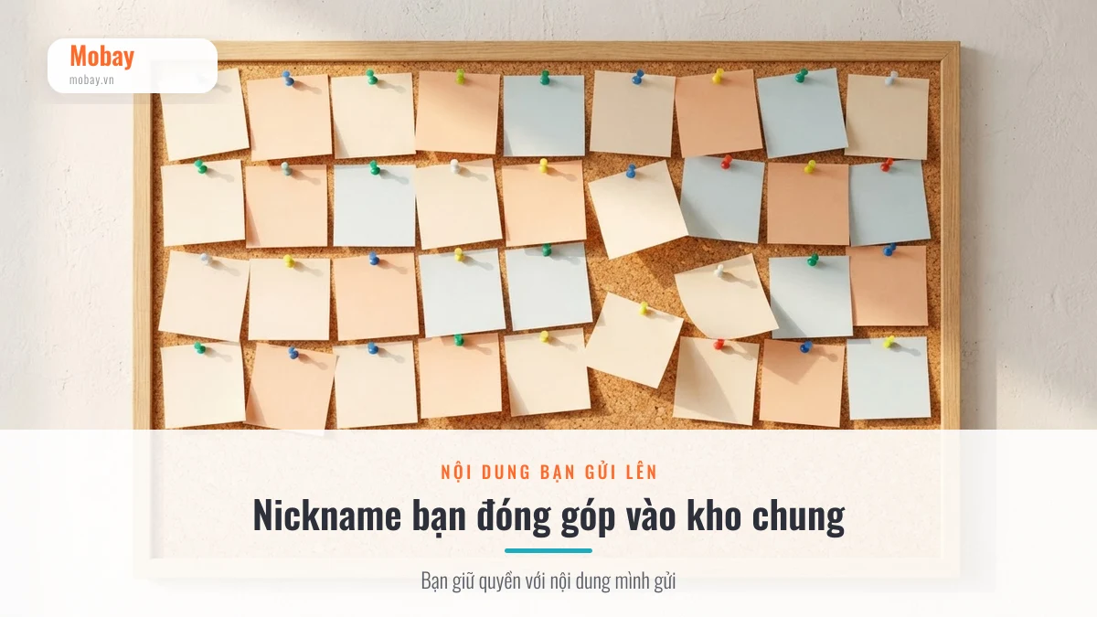 Nickname người dùng đóng góp vào kho chung của Mobay và quyền với nội dung đó