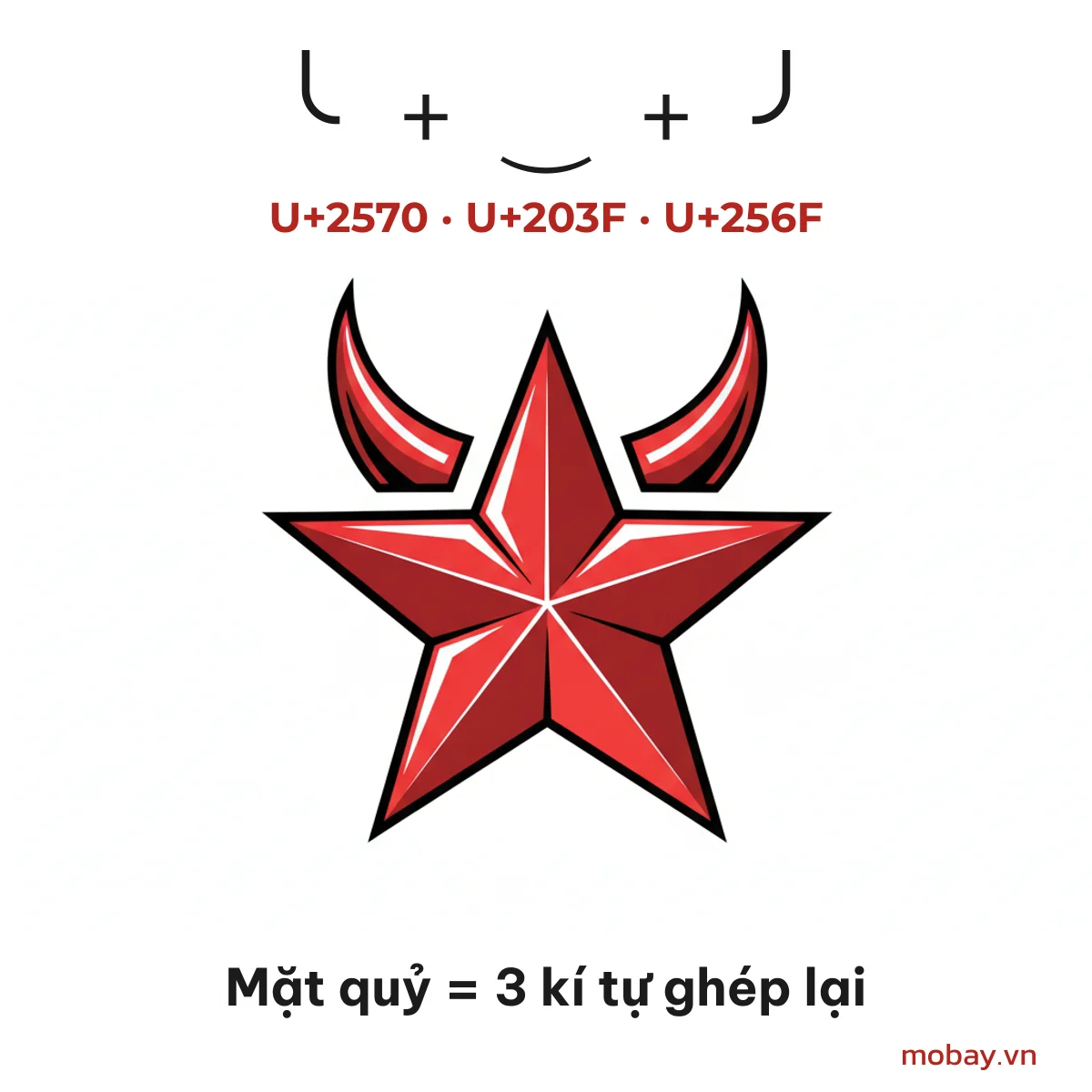 Cấu tạo kí tự mặt quỷ từ 3 mã Unicode