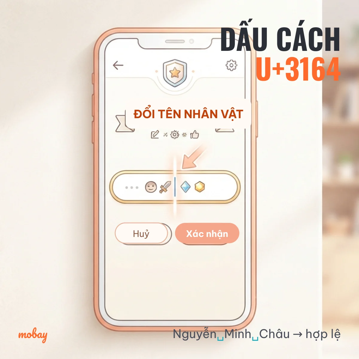 Dấu cách tên Liên Quân bằng kí tự U+3164