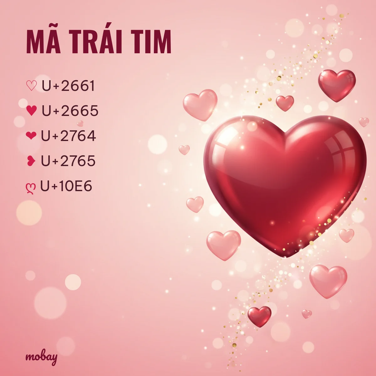 Bảng mã Unicode kí tự trái tim Bảng mã Unicode kí tự trái tim