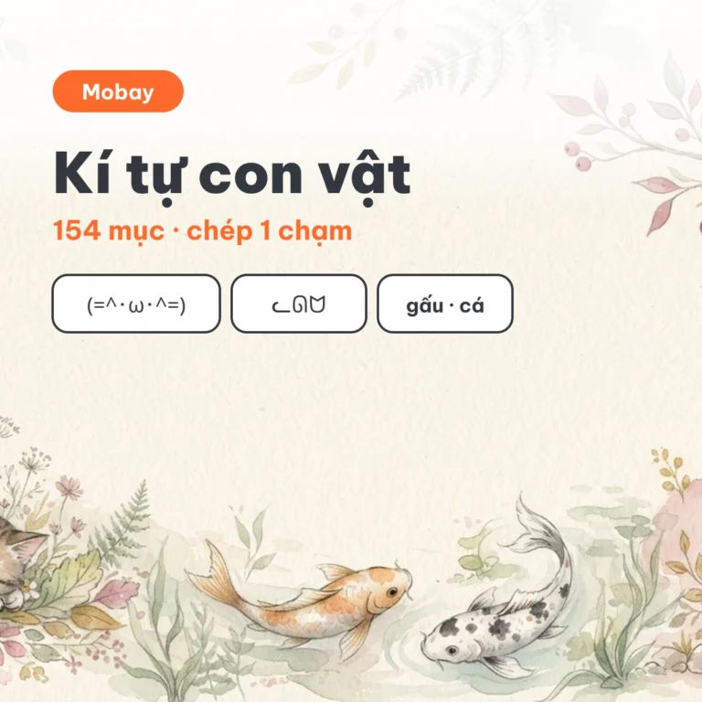 Kí tự con vật gấu, mèo, cá chép 1 chạm cho tên game và bio