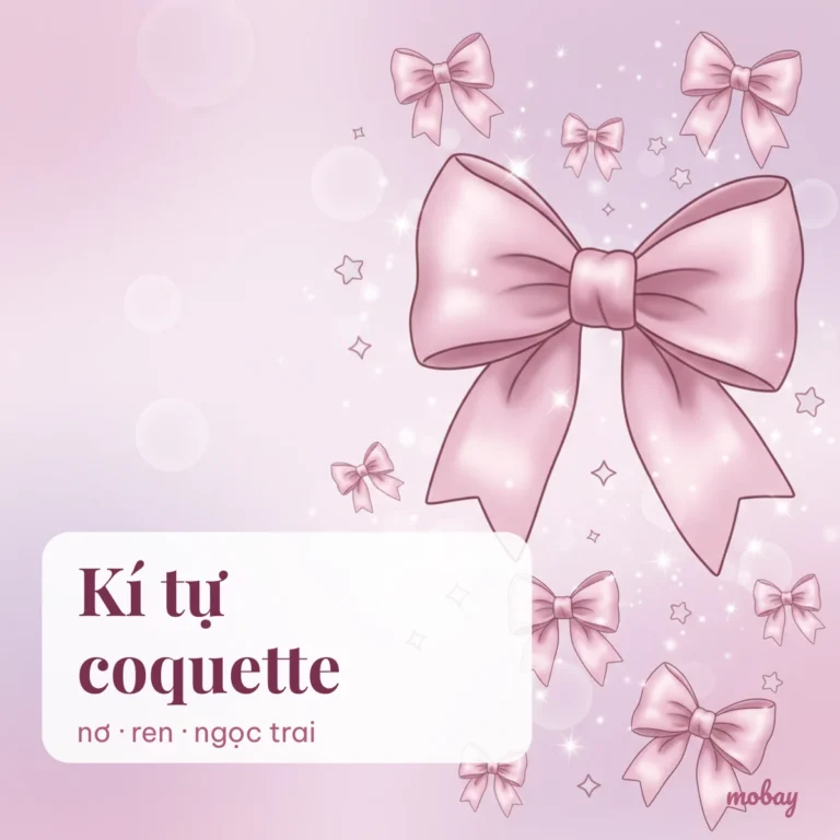 Kí tự coquette nơ ren ngọc trai copy
