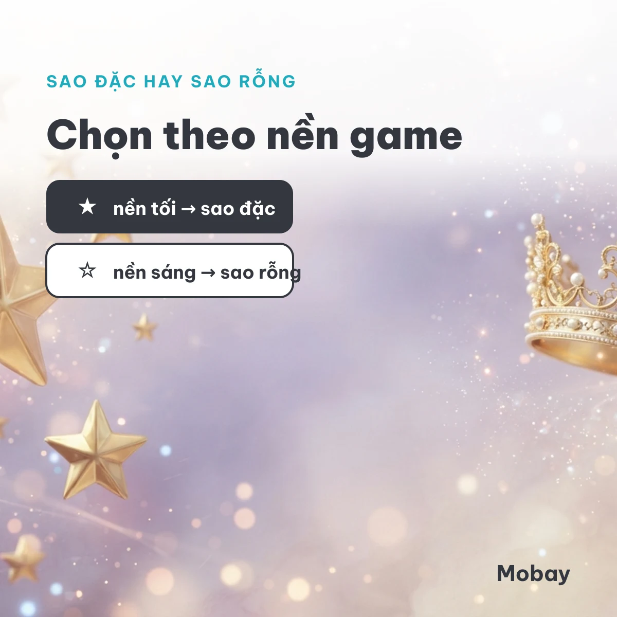 Phân biệt kí tự sao đặc ★ và sao rỗng ☆ theo nền giao diện game