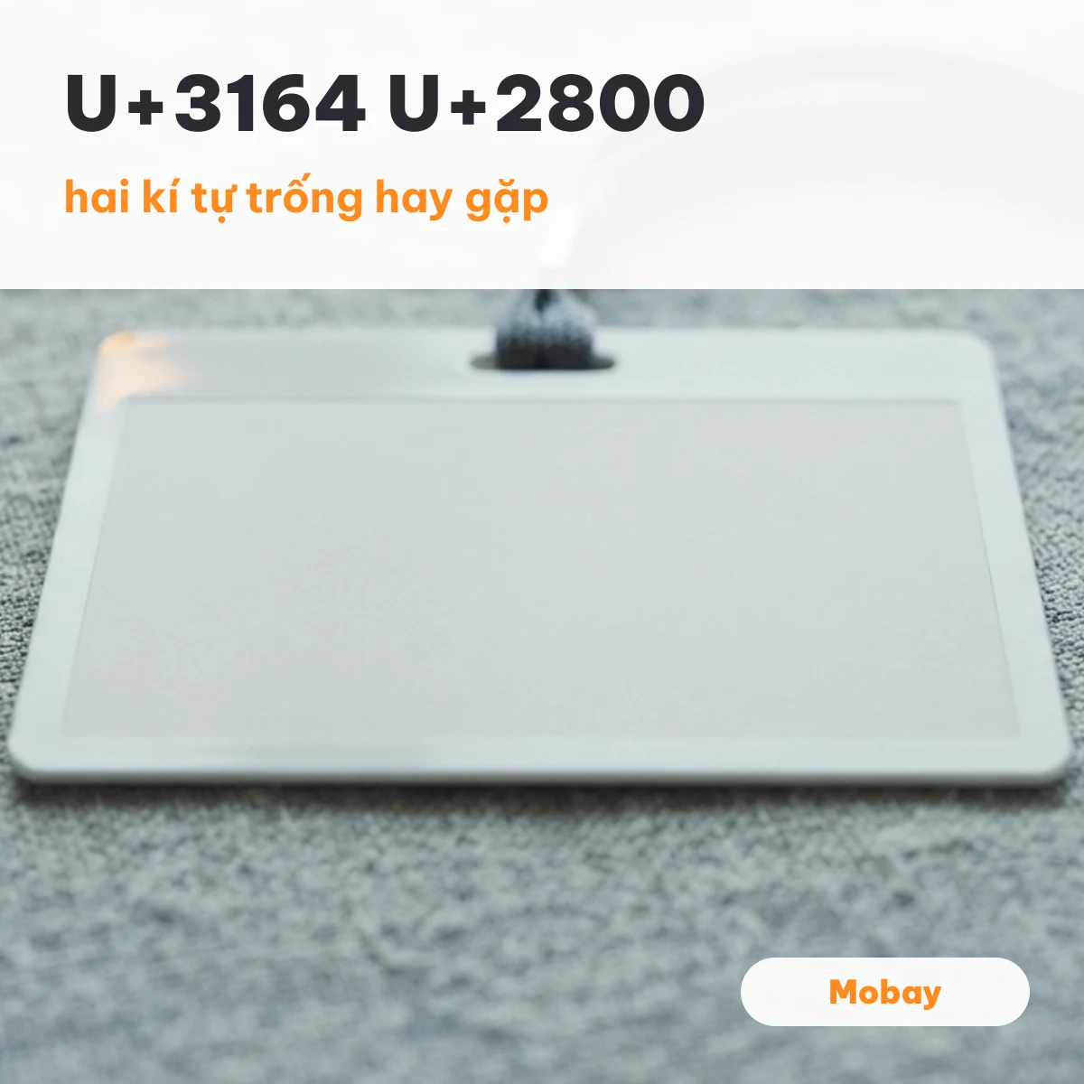 Kí tự trống như U+3164 và U+2800 trên tấm thẻ tên trắng không có chữ